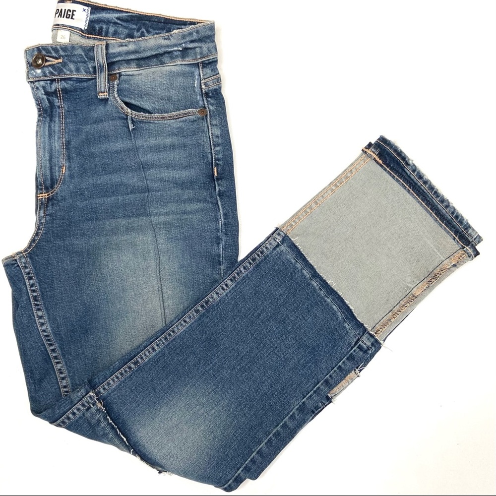 PAIGE Jaqueline Patchwork Straight Cropped Jean